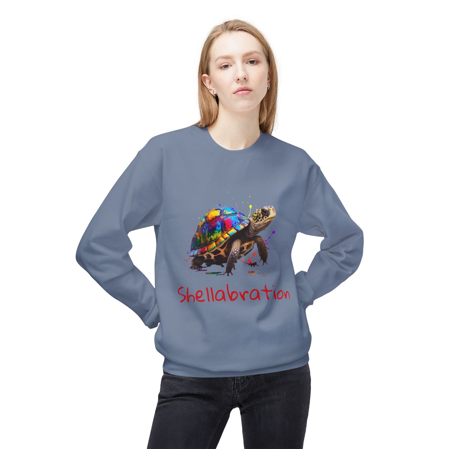 ‘Shellabration’ Turtle Unisex Midweight Softstyle Fleece Crewneck Sweatshirt