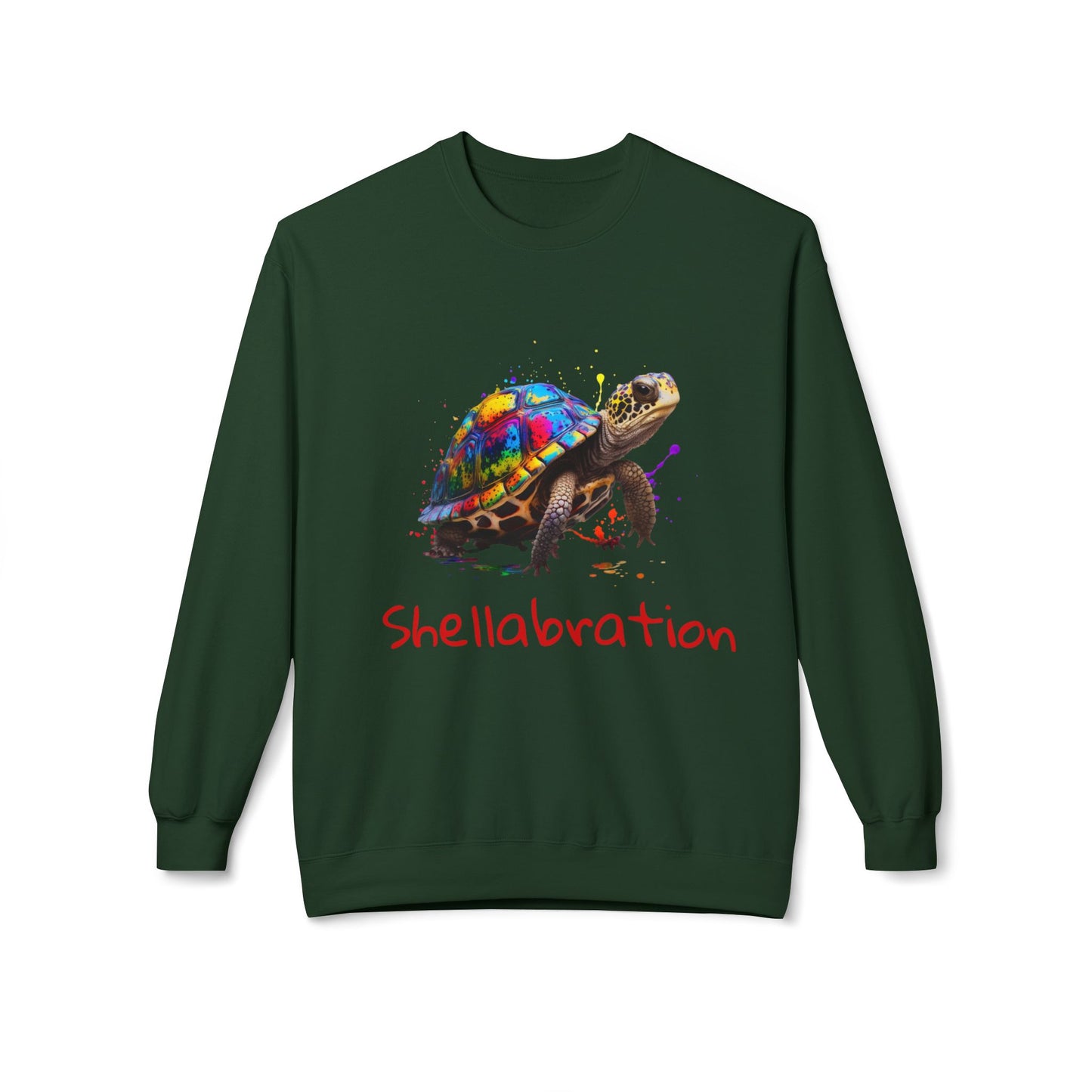 ‘Shellabration’ Turtle Unisex Midweight Softstyle Fleece Crewneck Sweatshirt