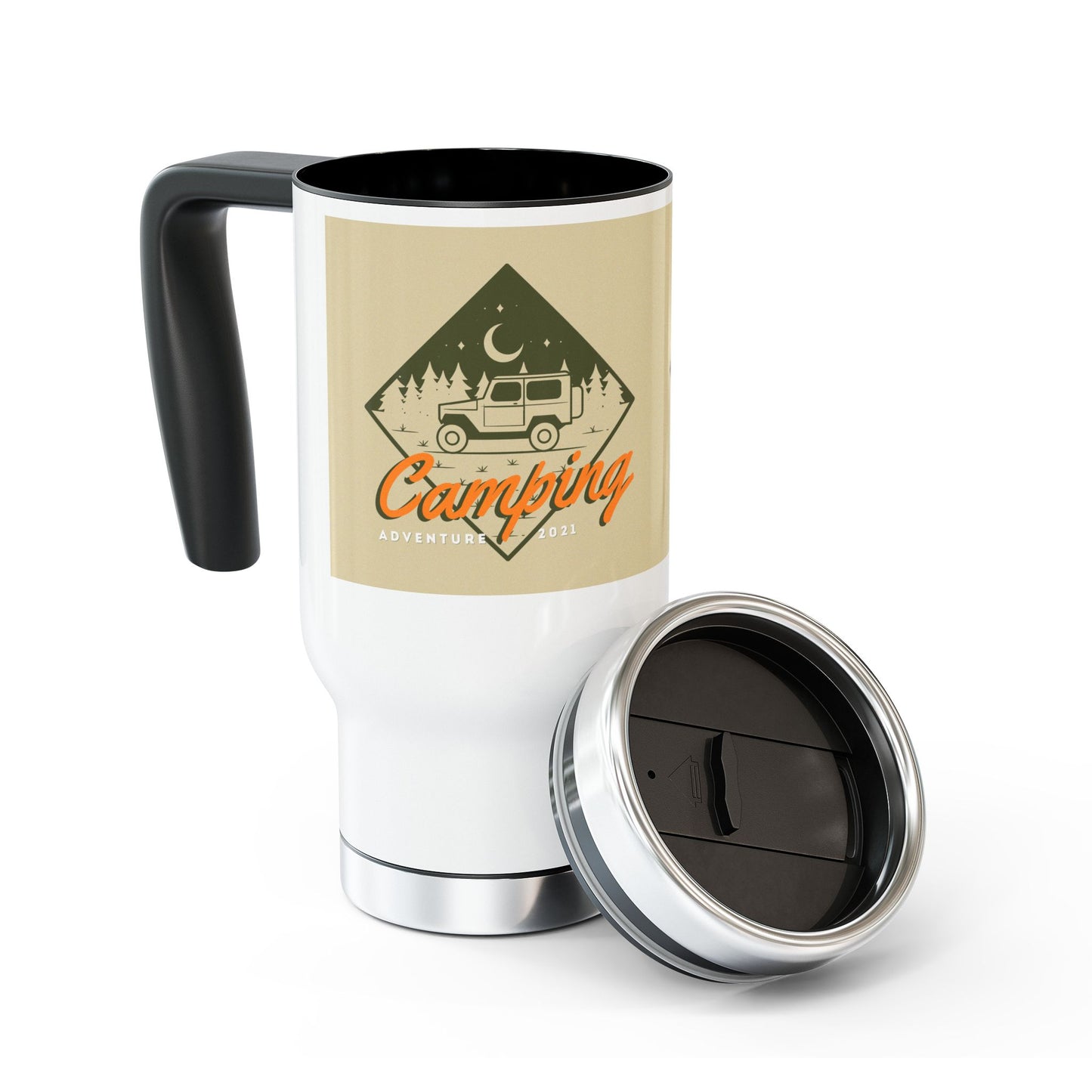 Camping Adventure Stainless Steel Travel Mug with Handle, 14oz - Perfect for Outdoor Enthusiasts, Hiking, Road Trips, Gifts for [...]