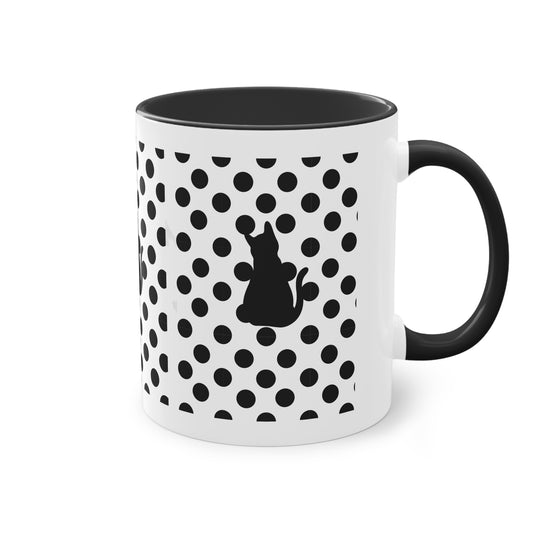 Black cat Two-Tone Coffee Mug, 11oz