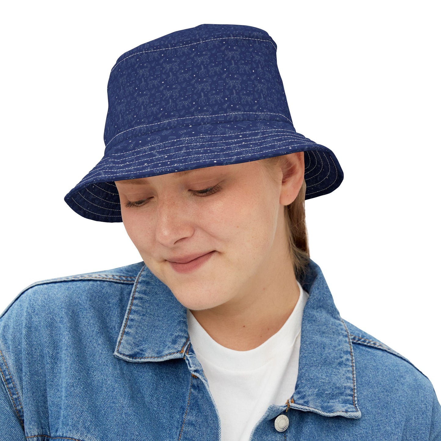 Navy Floral Bucket Hat for Summer Outings