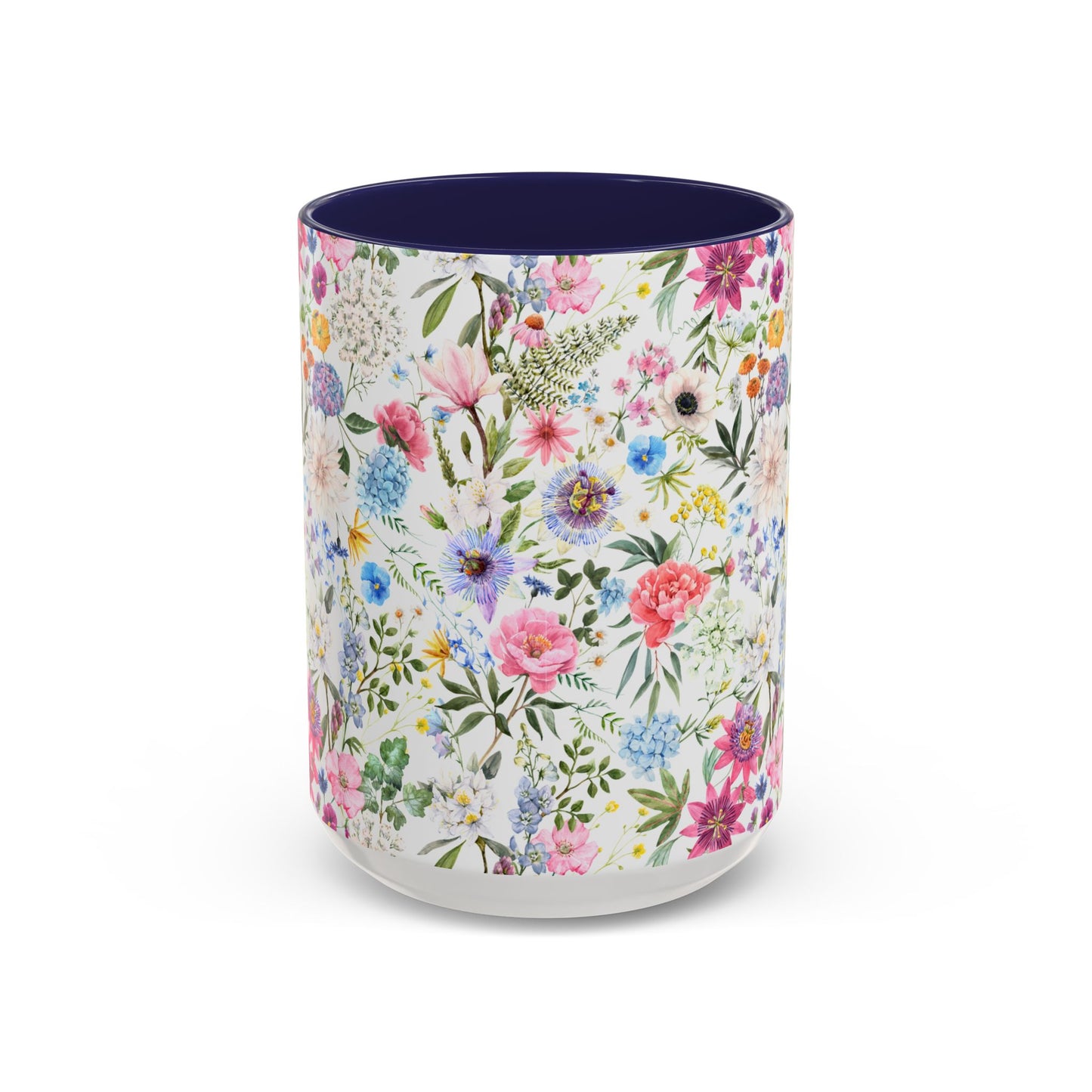 ‘Colourful Flowers’ Accent Coffee Mug (11, 15oz)