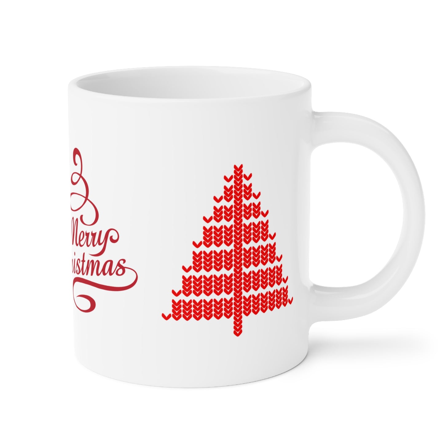 Merry Christmas Ceramic Mug — Red Holiday Tree Coffee Cup (11/15/20oz)
