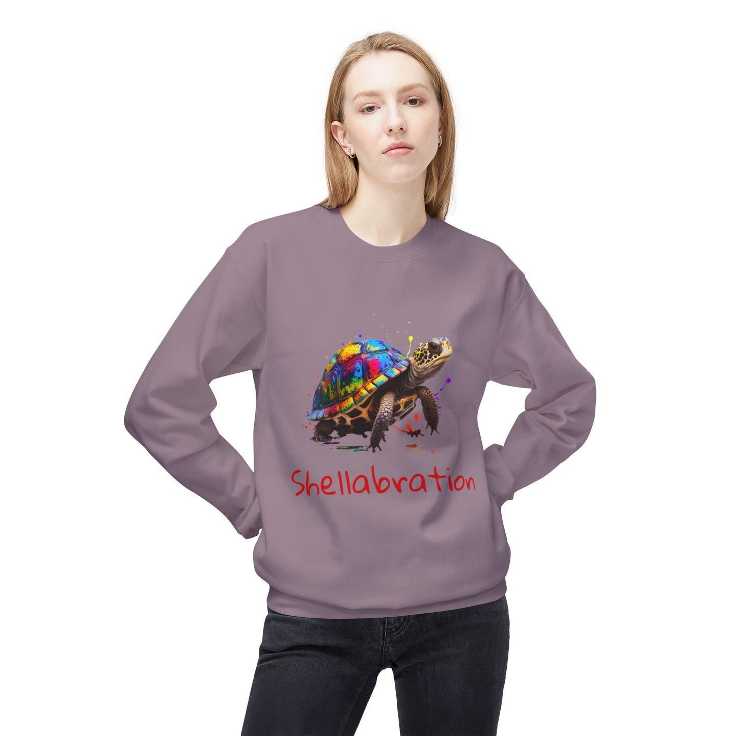 ‘Shellabration’ Turtle Unisex Midweight Softstyle Fleece Crewneck Sweatshirt