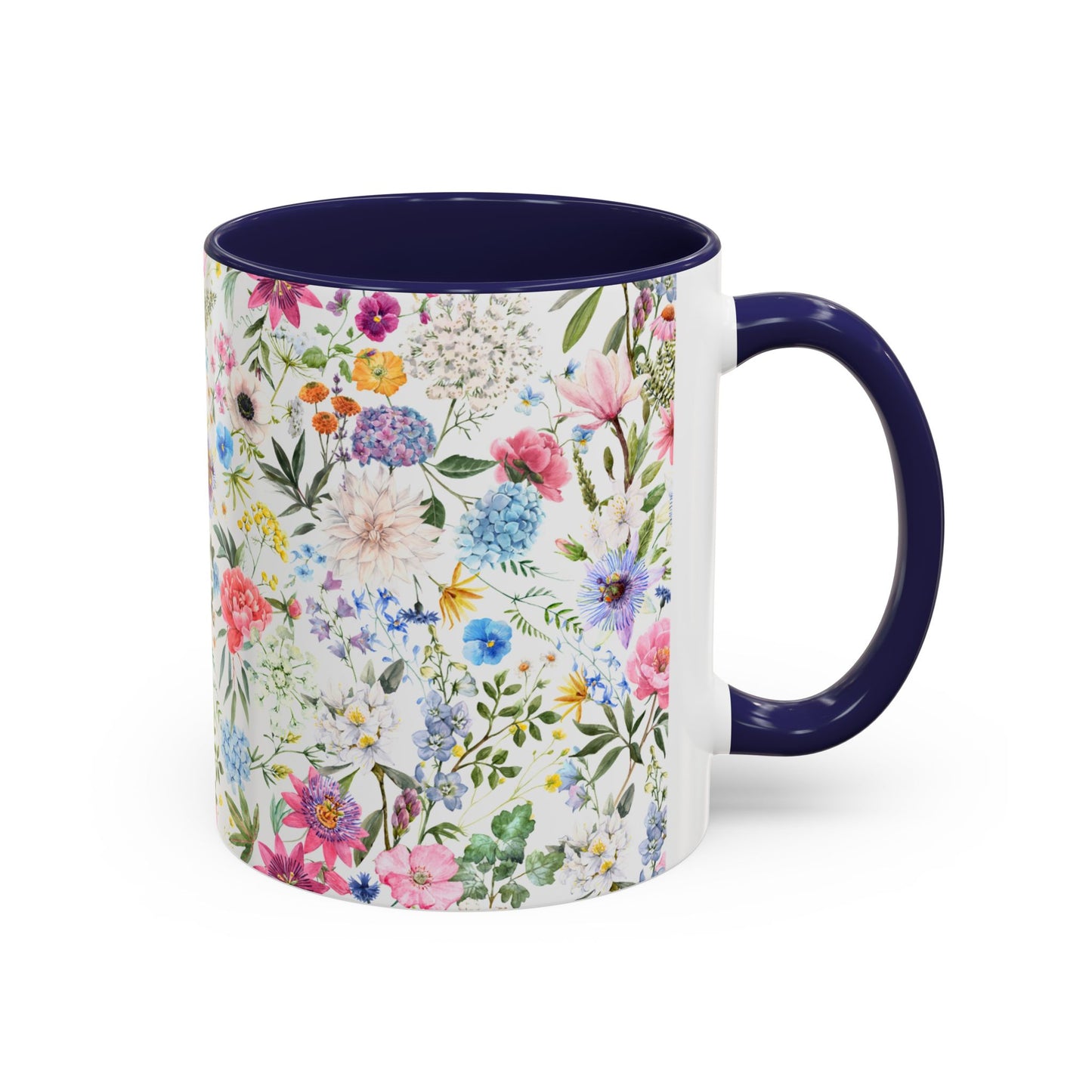 ‘Colourful Flowers’ Accent Coffee Mug (11, 15oz)