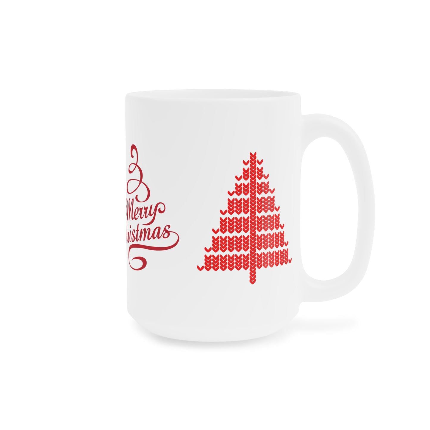 Merry Christmas Ceramic Mug — Red Holiday Tree Coffee Cup (11/15/20oz)