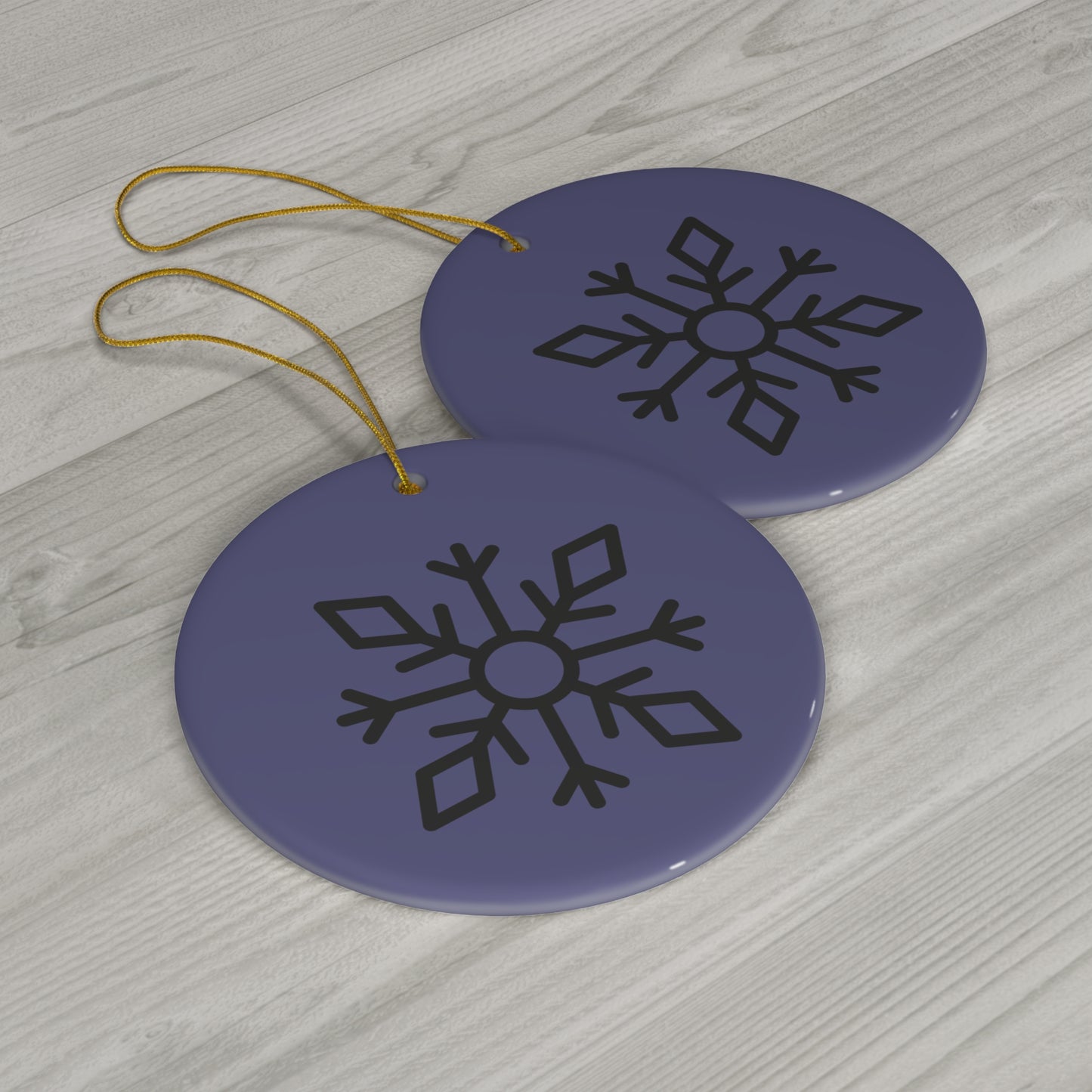 Purple Snowflake Ceramic Ornament — Holiday Tree Decoration