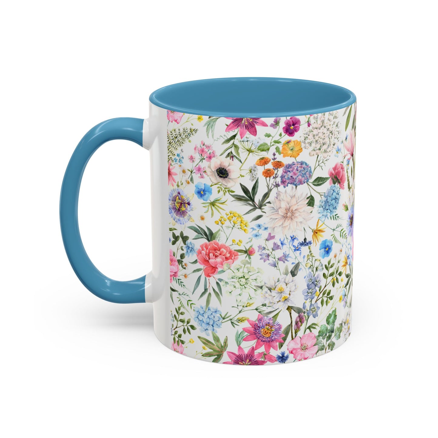 ‘Colourful Flowers’ Accent Coffee Mug (11, 15oz)