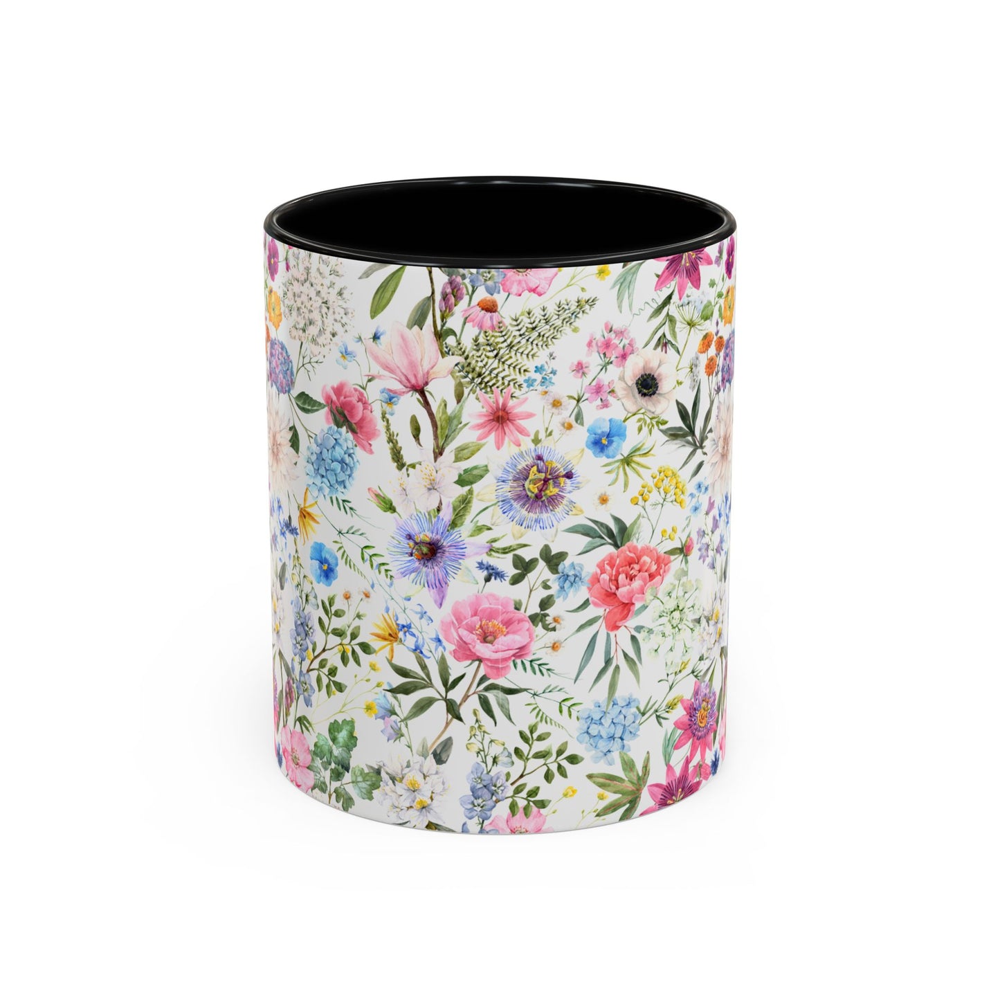 ‘Colourful Flowers’ Accent Coffee Mug (11, 15oz)