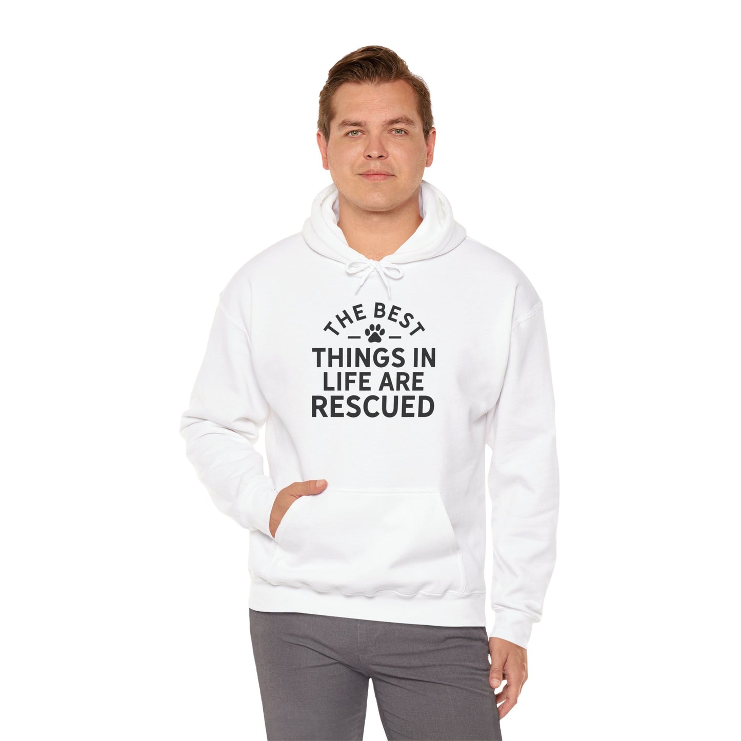 ‘The best things in life are rescued’ Unisex Heavy Blend™ Hooded Sweatshirt