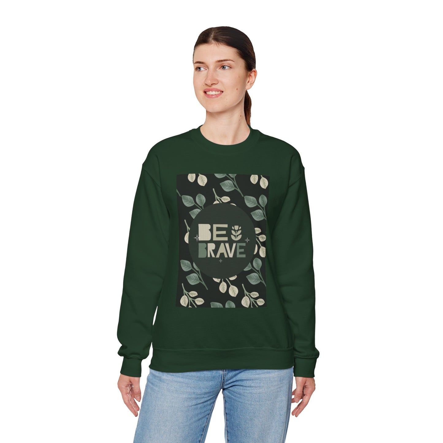 Be Brave Unisex Heavy Blend Crewneck Sweatshirt - Inspirational Plant Design