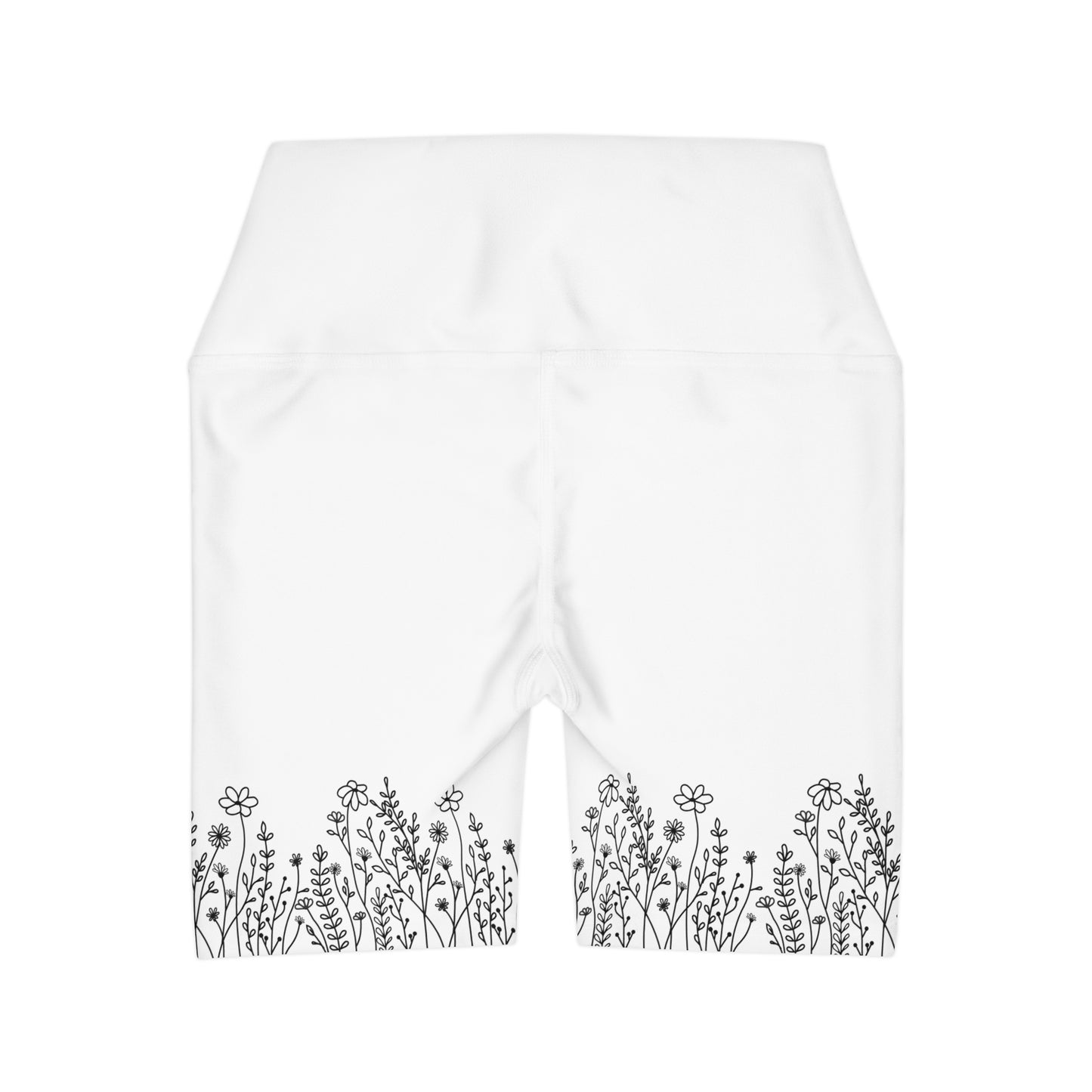 ‘B&W Wild Flowers’ High Waisted Yoga Shorts (AOP)