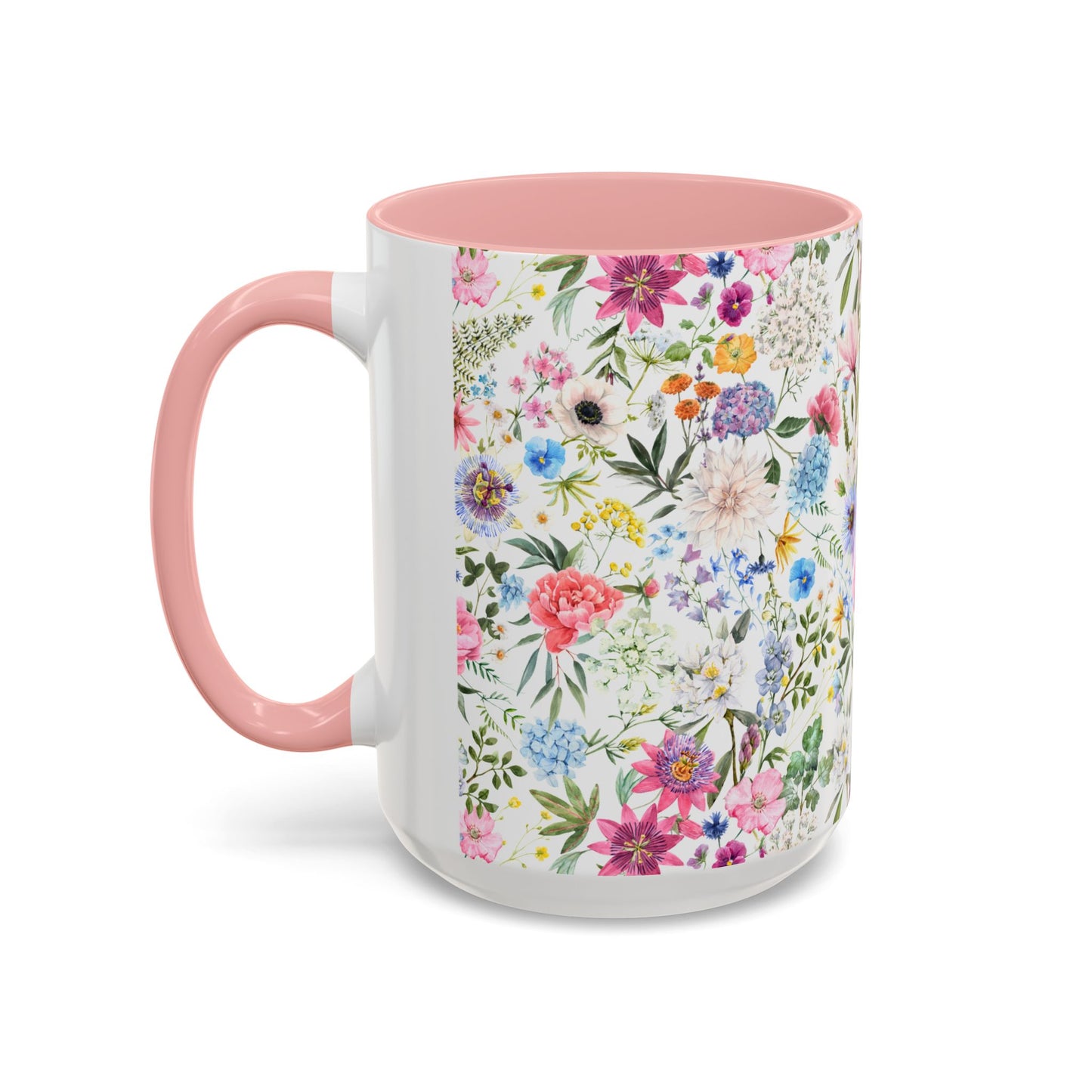 ‘Colourful Flowers’ Accent Coffee Mug (11, 15oz)