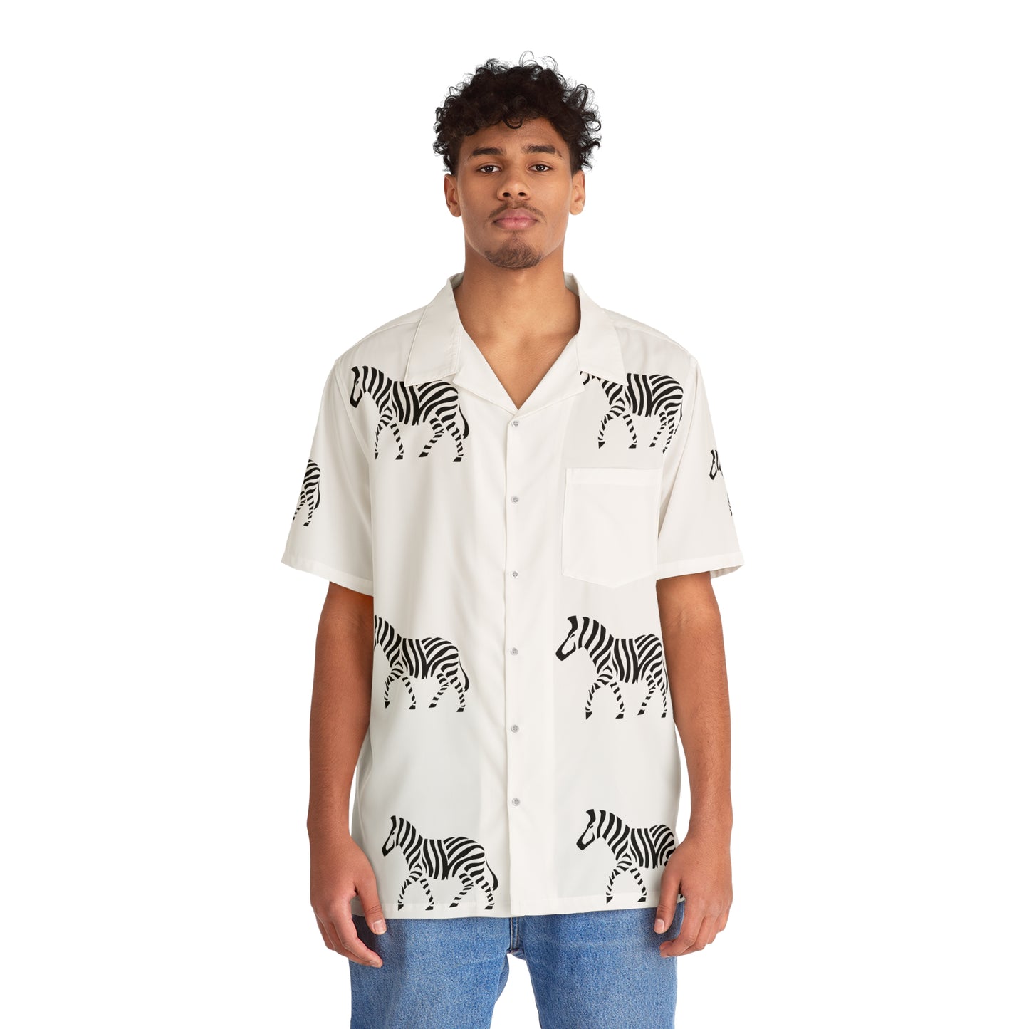 ‘Zebra’ Men's Hawaiian Polo Shirt (AOP)