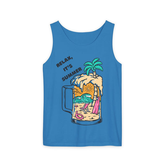 Summer Vibes Tank Top, Relax It's Summer Shirt, Beachwear, Vacation Apparel, Fun Unisex Top