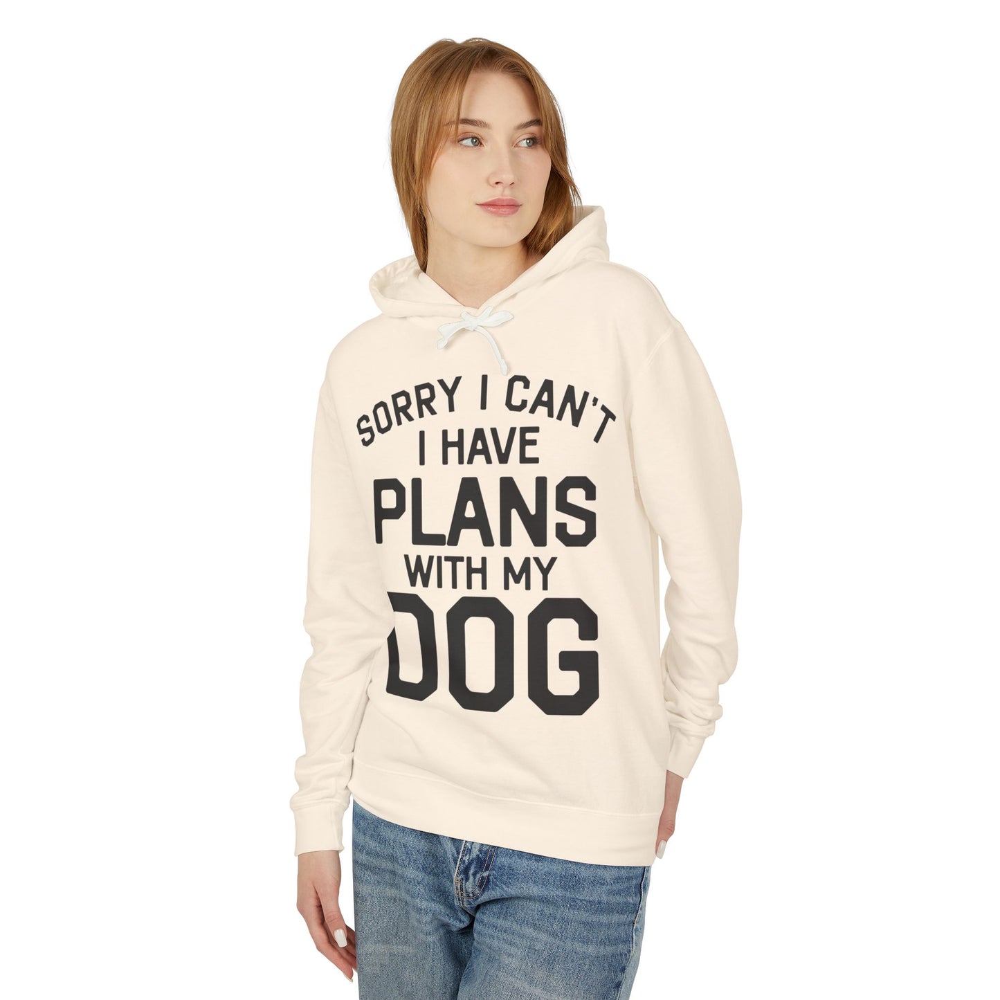 ‘I have plans with my dog’ Unisex Lightweight Hooded Sweatshirt