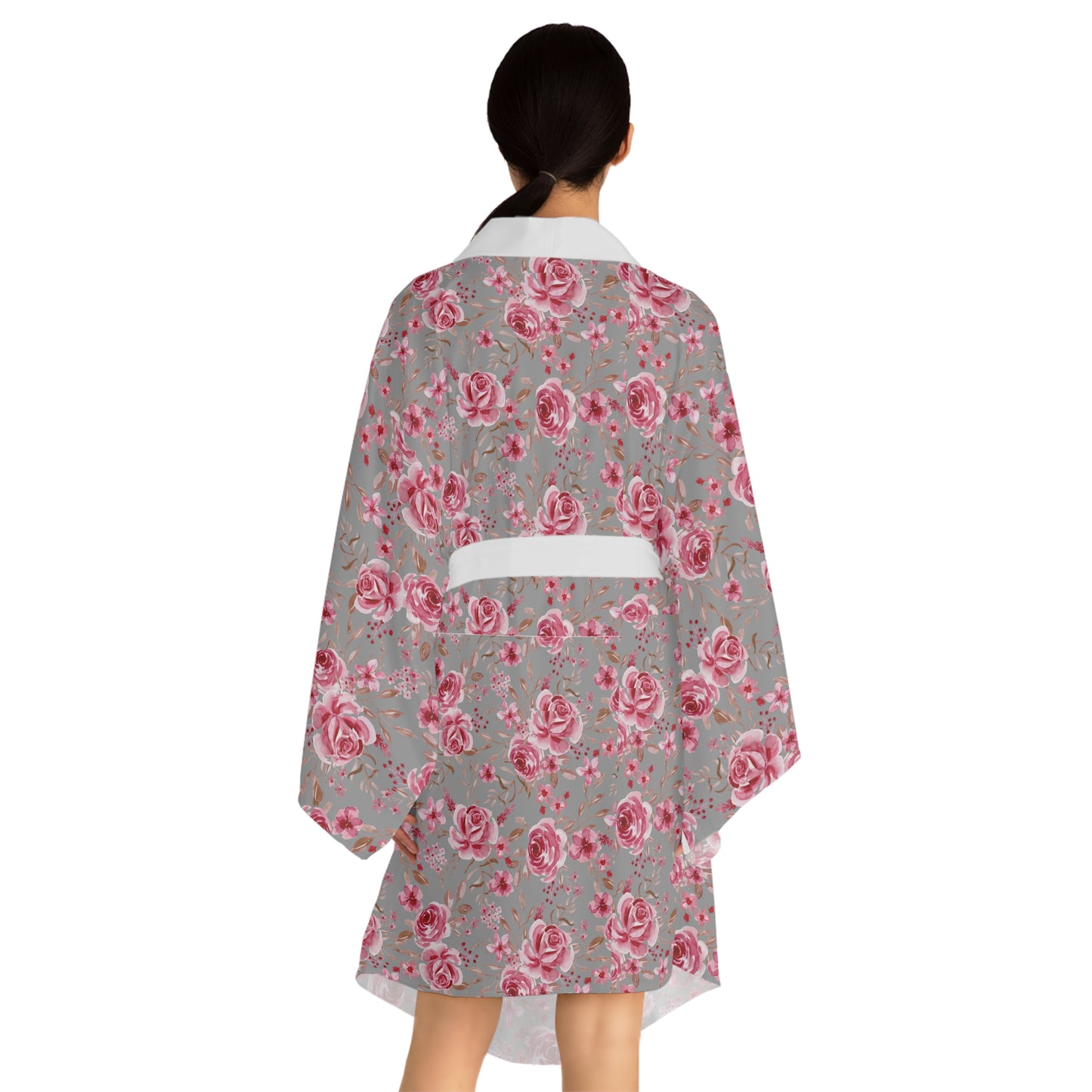 Elegant Floral Long Sleeve Kimono Robe - Perfect for Relaxation & Special Occasions