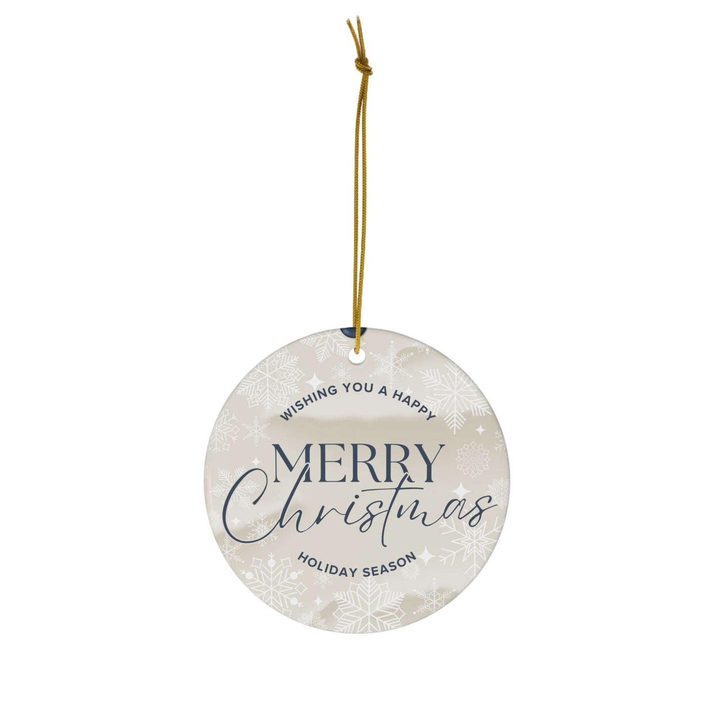 Merry Christmas Ceramic Ornament – Round Holiday Tree Decoration