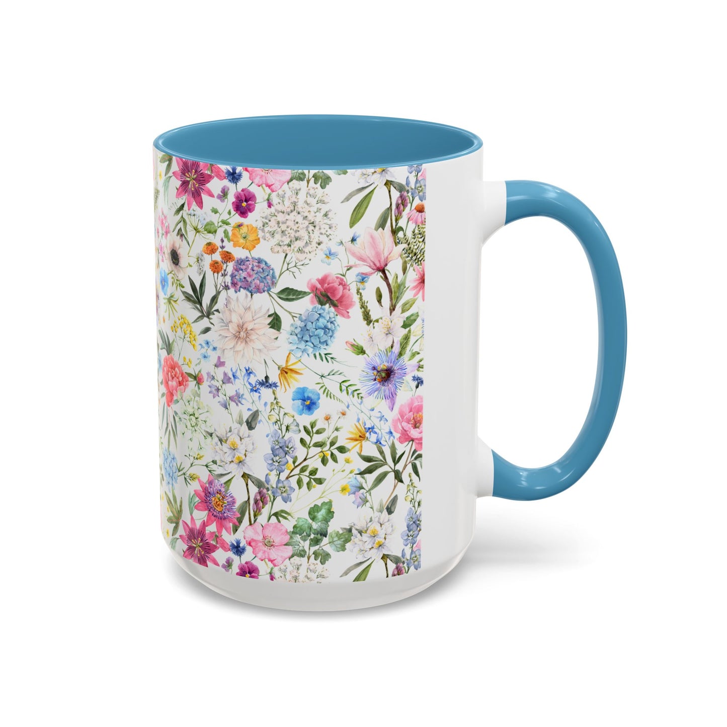 ‘Colourful Flowers’ Accent Coffee Mug (11, 15oz)