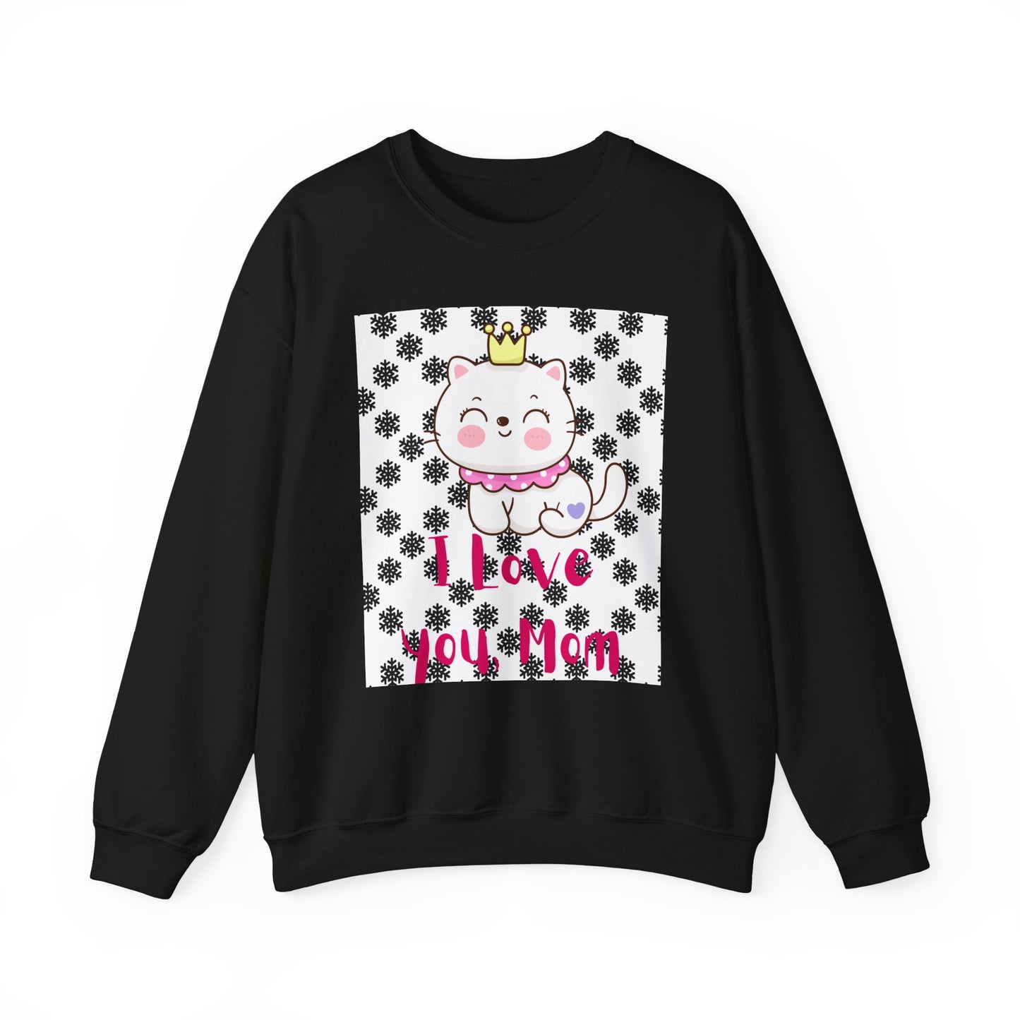 I Love You Mom Crewneck Sweatshirt - Cute Cat Design for Mother's Day