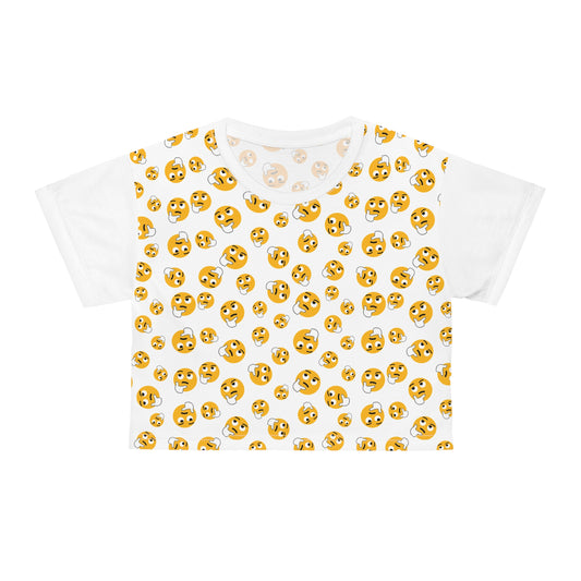 ‘Smileys” Crop Tee (AOP) 100% Poly