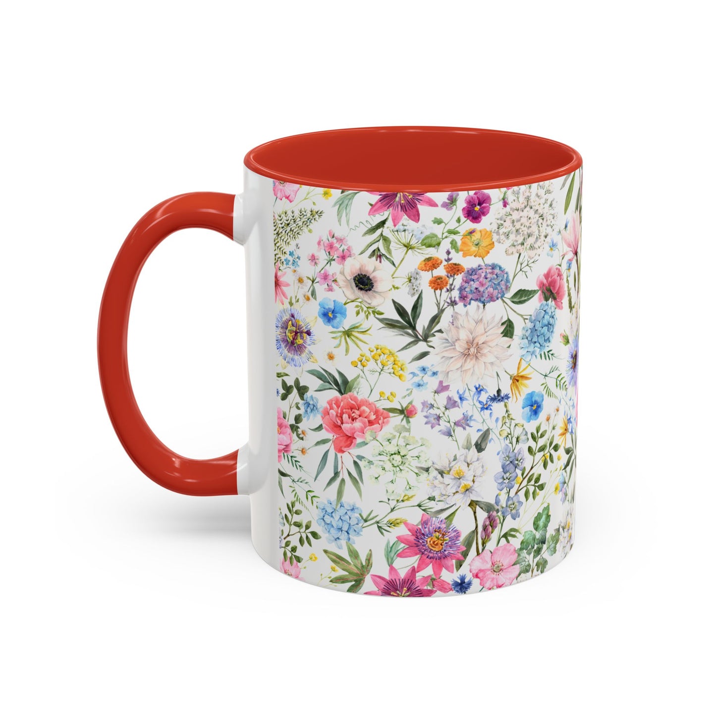 ‘Colourful Flowers’ Accent Coffee Mug (11, 15oz)