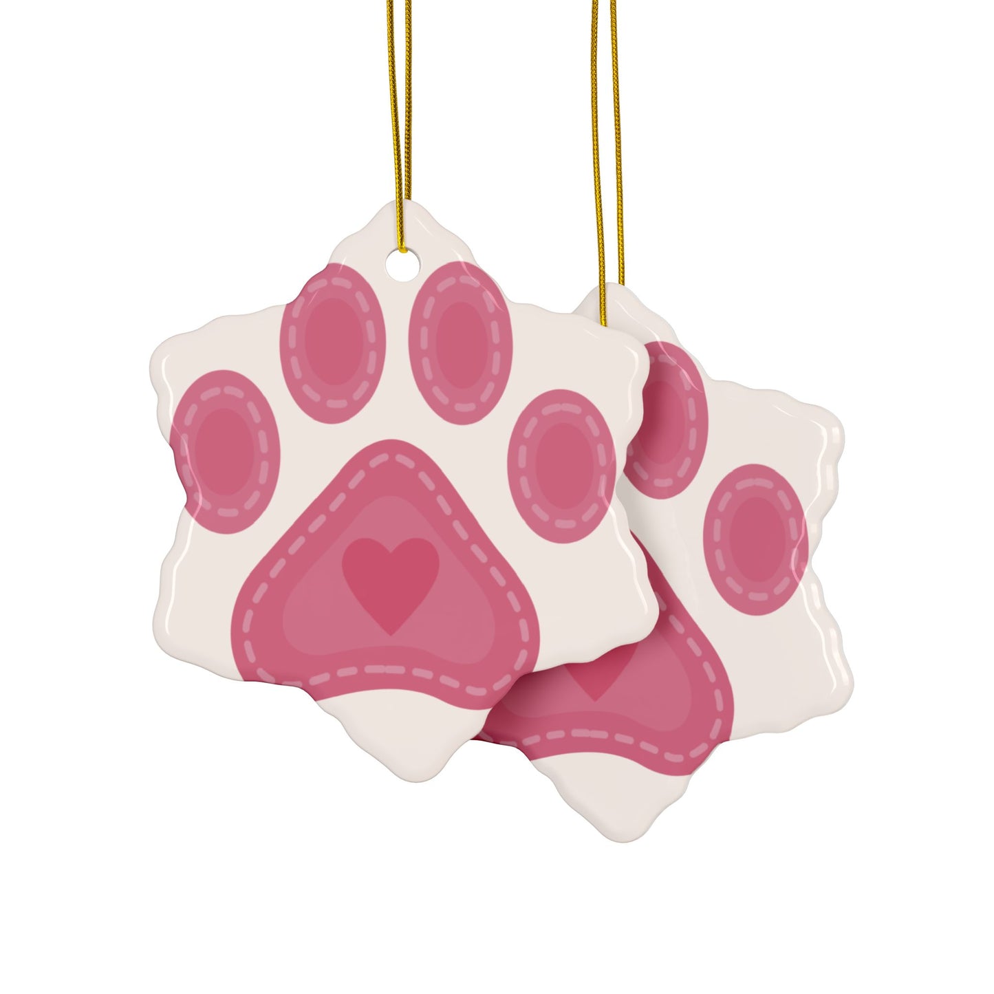 Pink Paw Print Ceramic Ornament