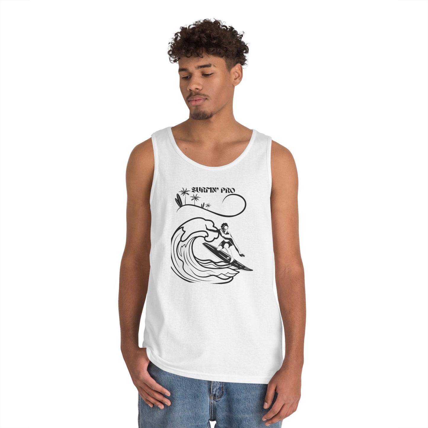 Surfing Vibes Tank Top, Unisex Cotton Sleeveless Shirt for Summer, Beach Wear, Surfing Gifts, Casual Holiday Top