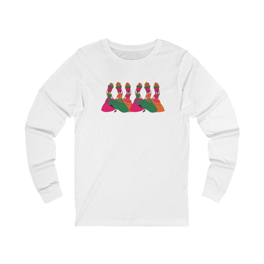 Colorful Abstract Dancing Women Long Sleeve Tee