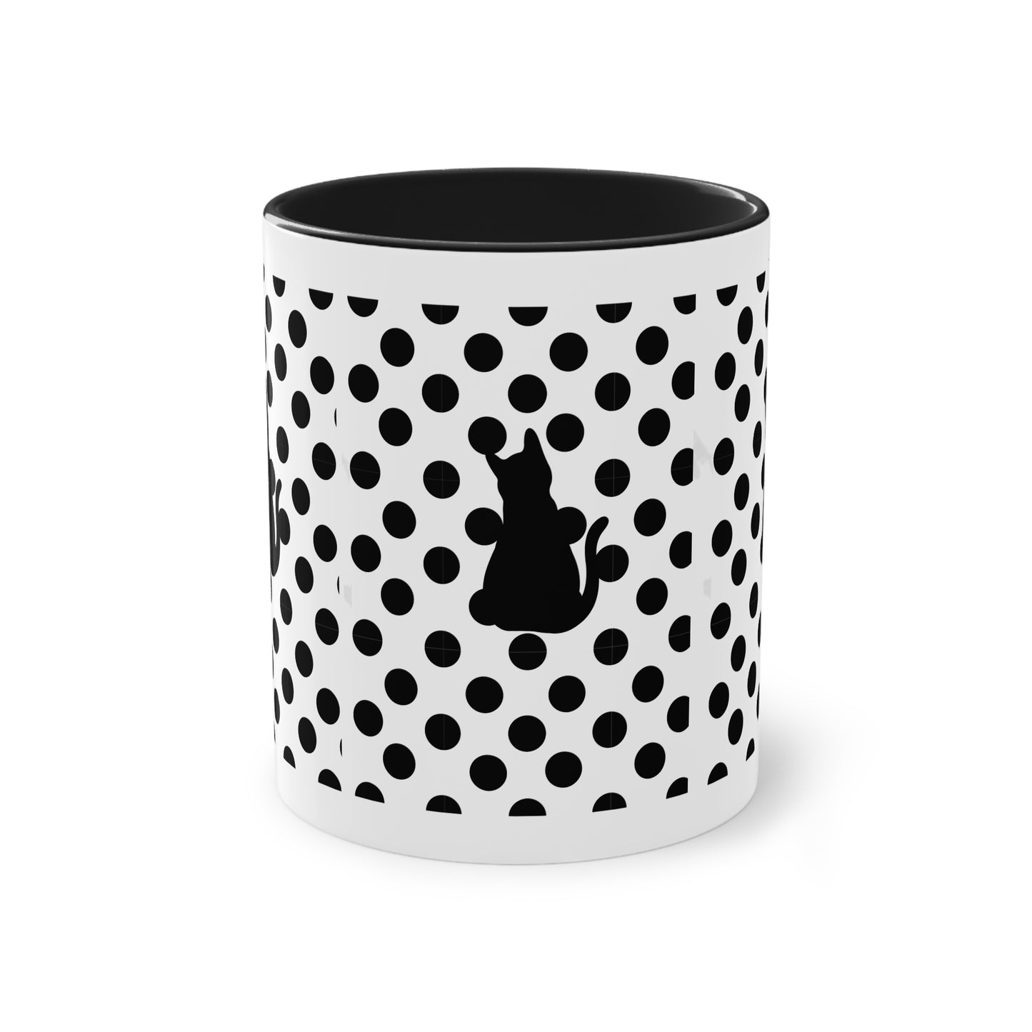 Black cat Two-Tone Coffee Mug, 11oz