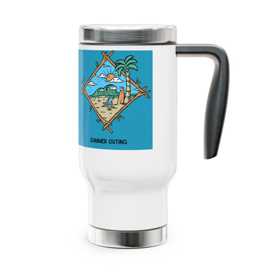 Summer Outing Travel Mug, 14oz Stainless Steel Mug, Fun Beach Vibe Coffee Cup, Vacation Travel Gift, Outdoor Adventure Mug, [...]