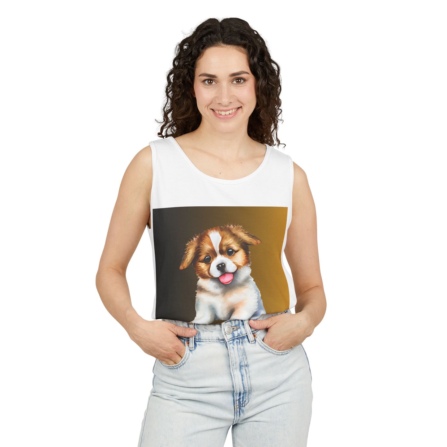 Cute Dog Tank Top, Unisex Summer Shirt, Animal Lover Gift, Pet-Themed Apparel, Casual Outfit