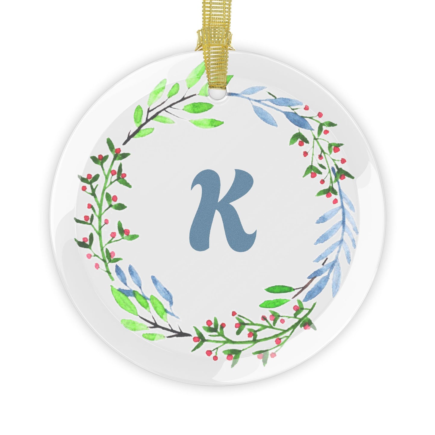 ‘K’ Initial Glass Ornaments