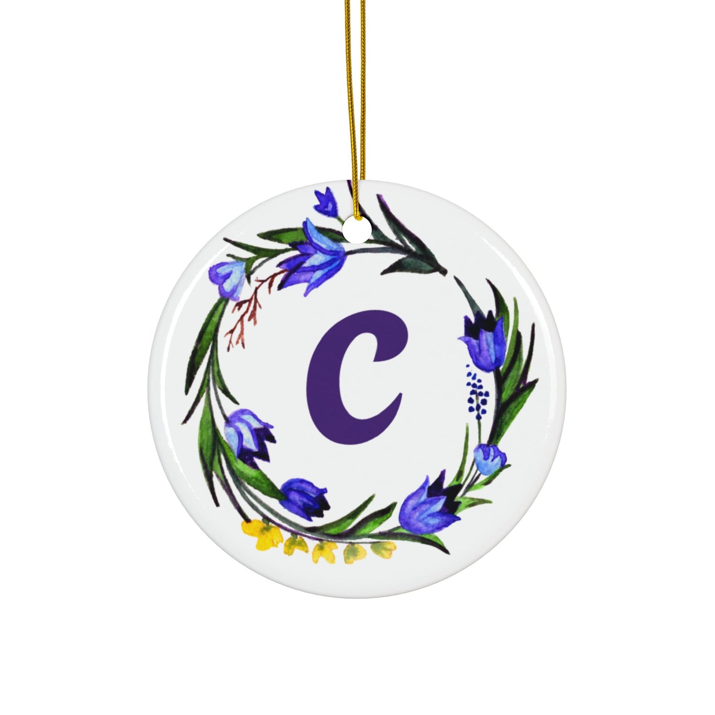 ‘C’ Initials Ceramic Ornaments, 2-Side Print, (1pc, 3pcs, 5pcs, 10pcs)