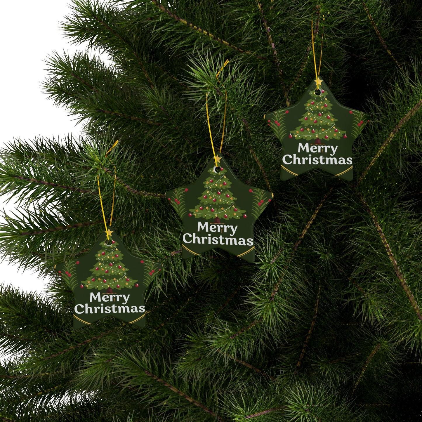 Merry Christmas Ceramic Ornament — Double-Sided Round Holiday Tree Decoration