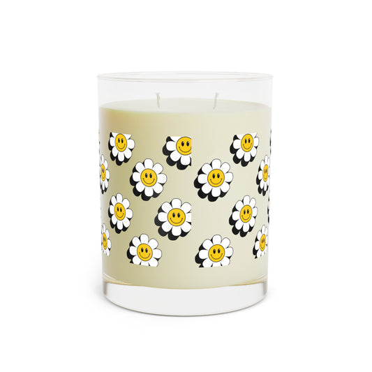 ‘Smiley Flowers’ Scented Candle - Full Glass, 11oz