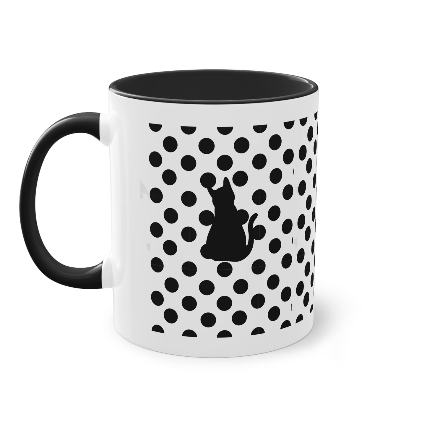 Black cat Two-Tone Coffee Mug, 11oz