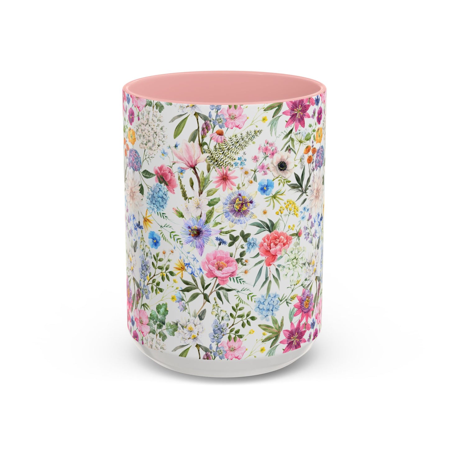 ‘Colourful Flowers’ Accent Coffee Mug (11, 15oz)