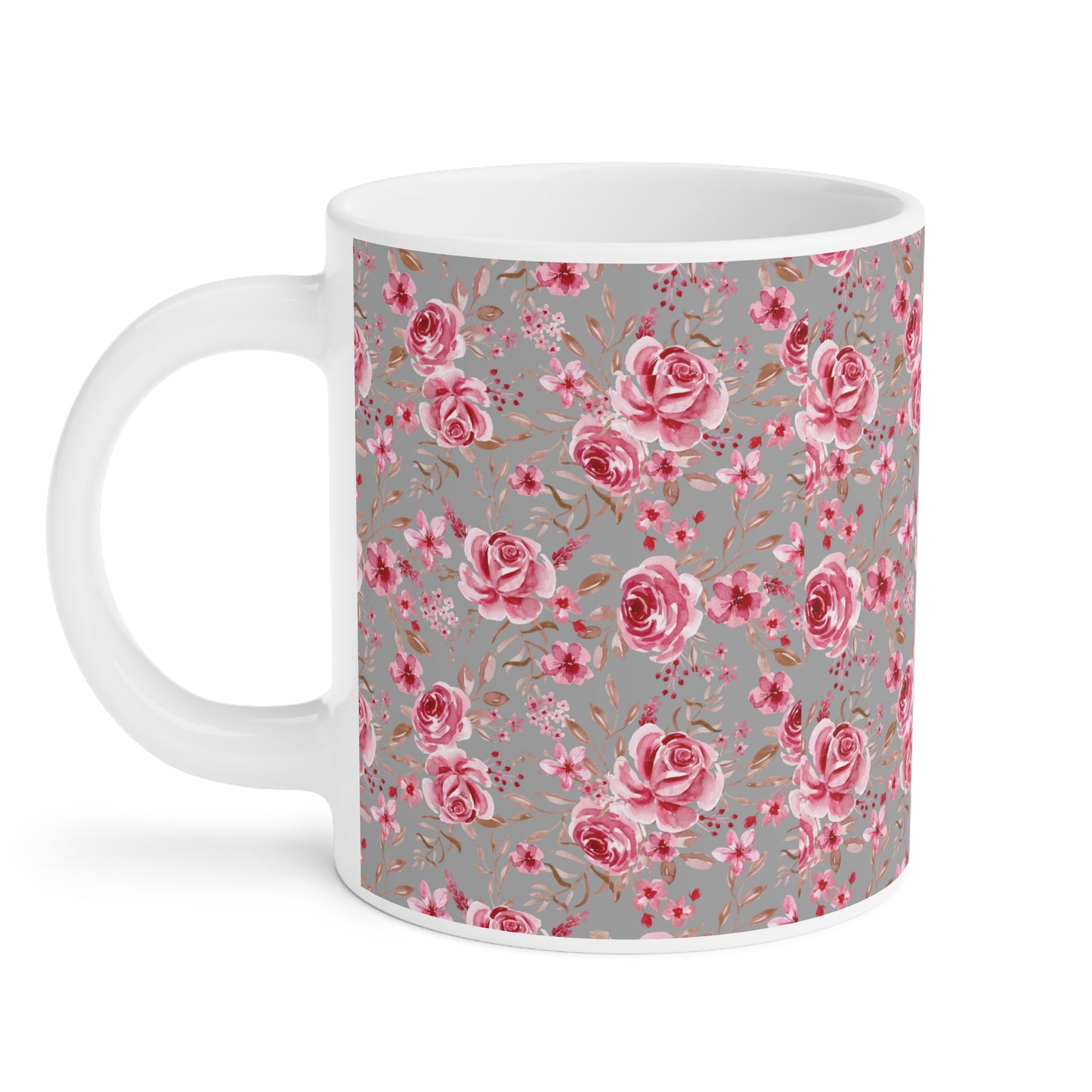 Floral Ceramic Mug - Elegant Rose Pattern for Coffee Lovers