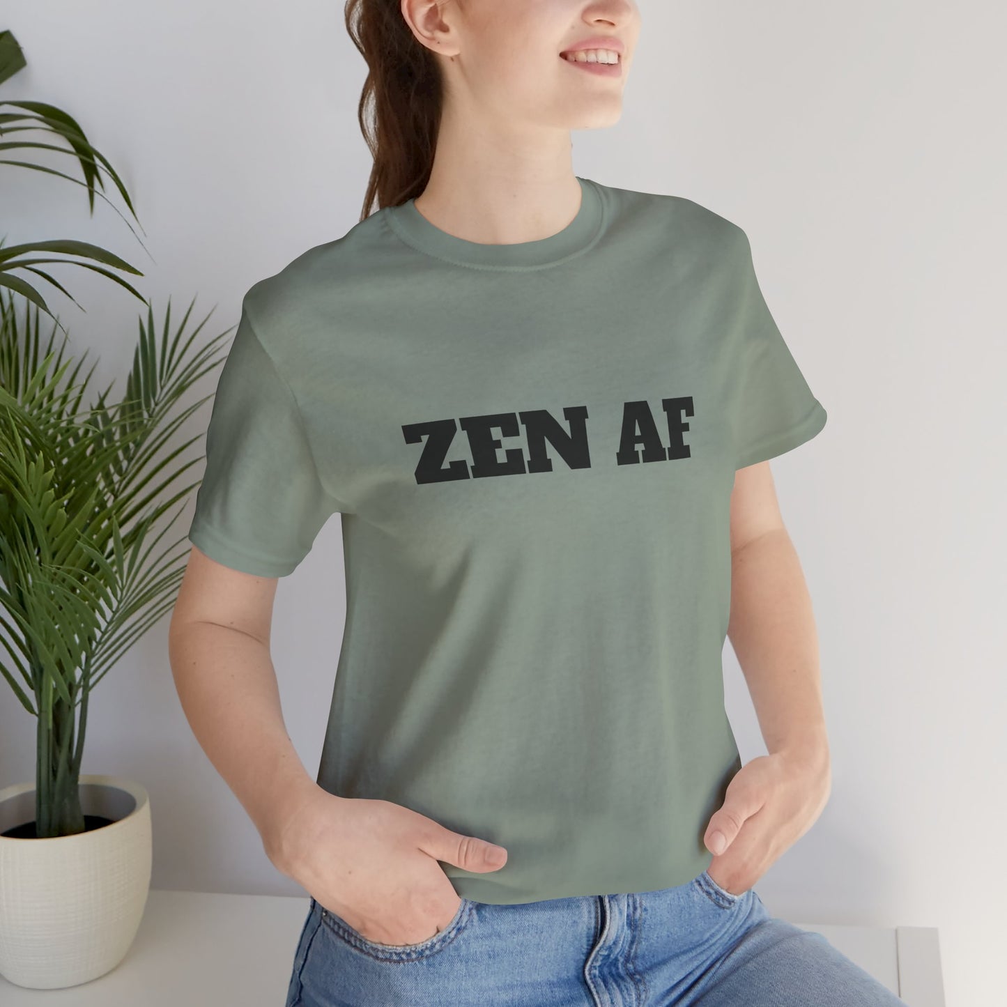 ZEN AF w/Black Text Unisex Jersey Short Sleeve Tee