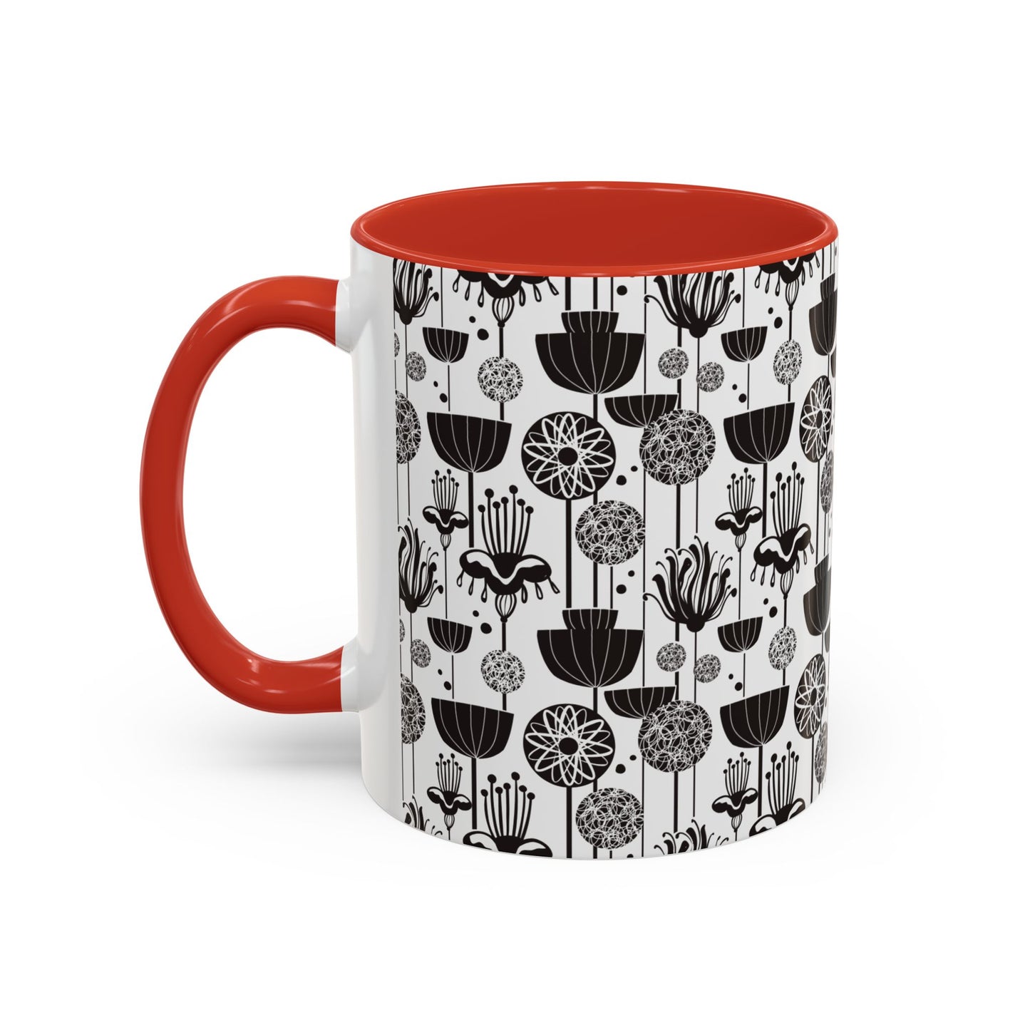 ‘Black & White Flowers’ Accent Coffee Mug (11, 15oz)