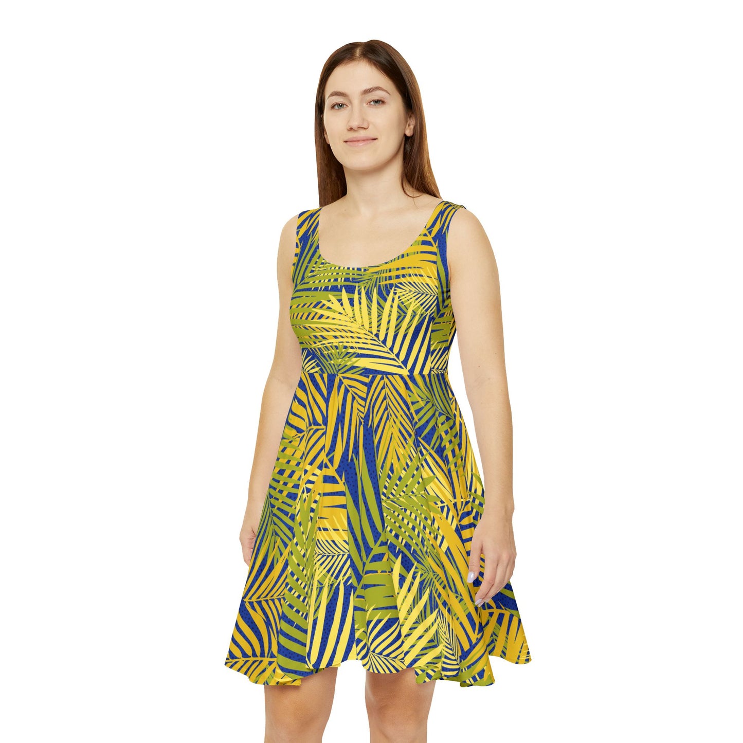 ‘Yellow Palm Leaves’ Women's Skater Dress (AOP)