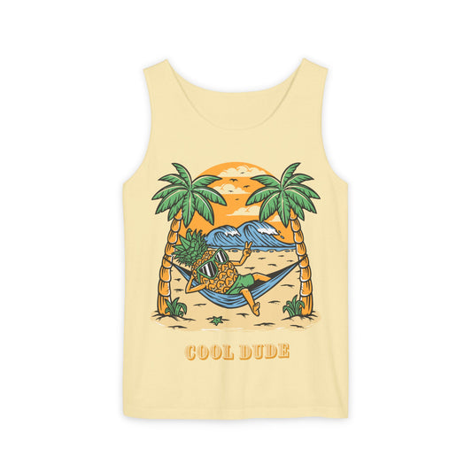 Cool Dude Tropical Tank Top, Unisex Beachwear, Summer Vibes, Vacation Essential, Gift for Him/Her, Pineapple Lover