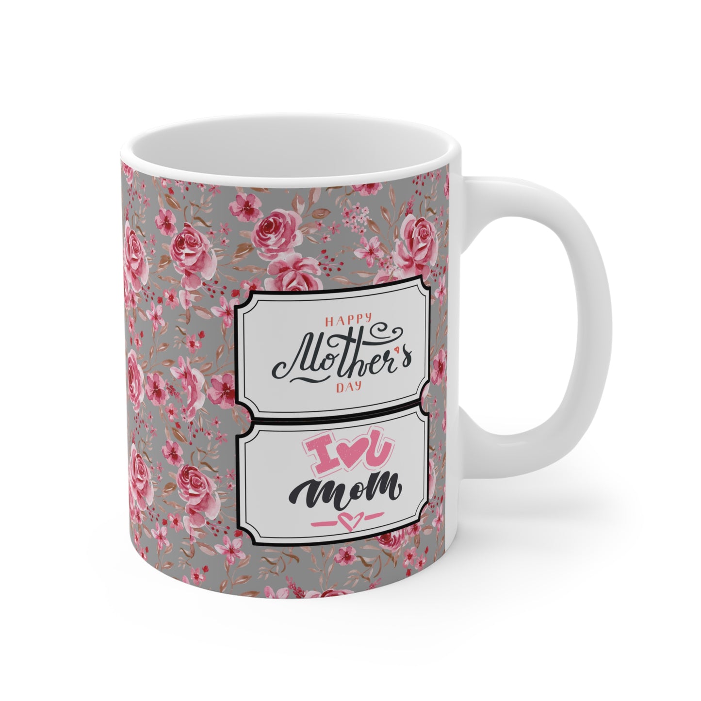 Floral Ceramic Mug - Elegant Rose Pattern for Coffee Lovers