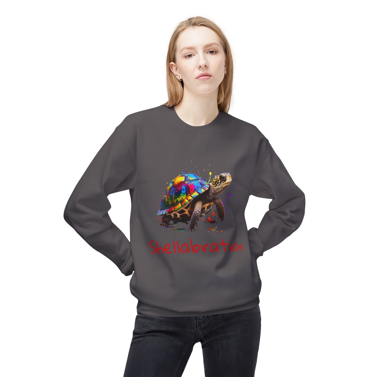 ‘Shellabration’ Turtle Unisex Midweight Softstyle Fleece Crewneck Sweatshirt