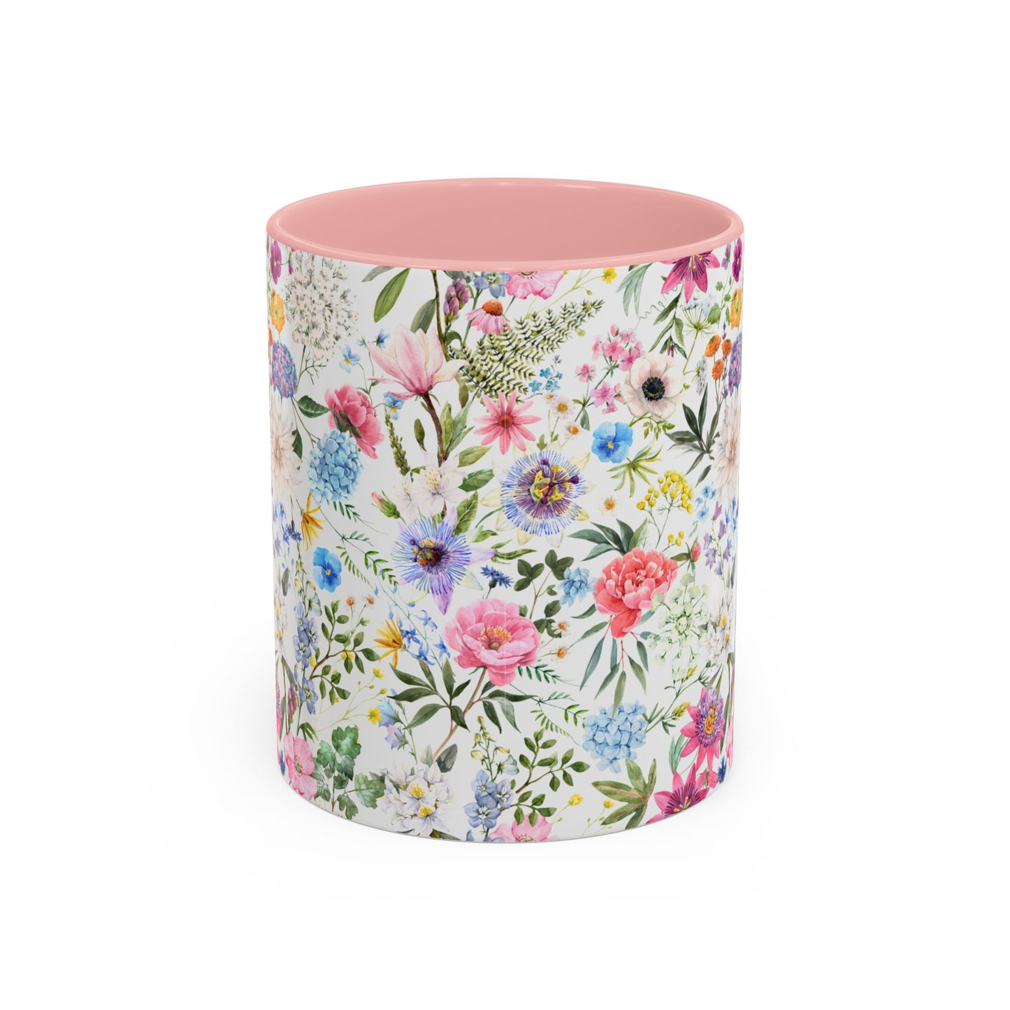 ‘Colourful Flowers’ Accent Coffee Mug (11, 15oz)