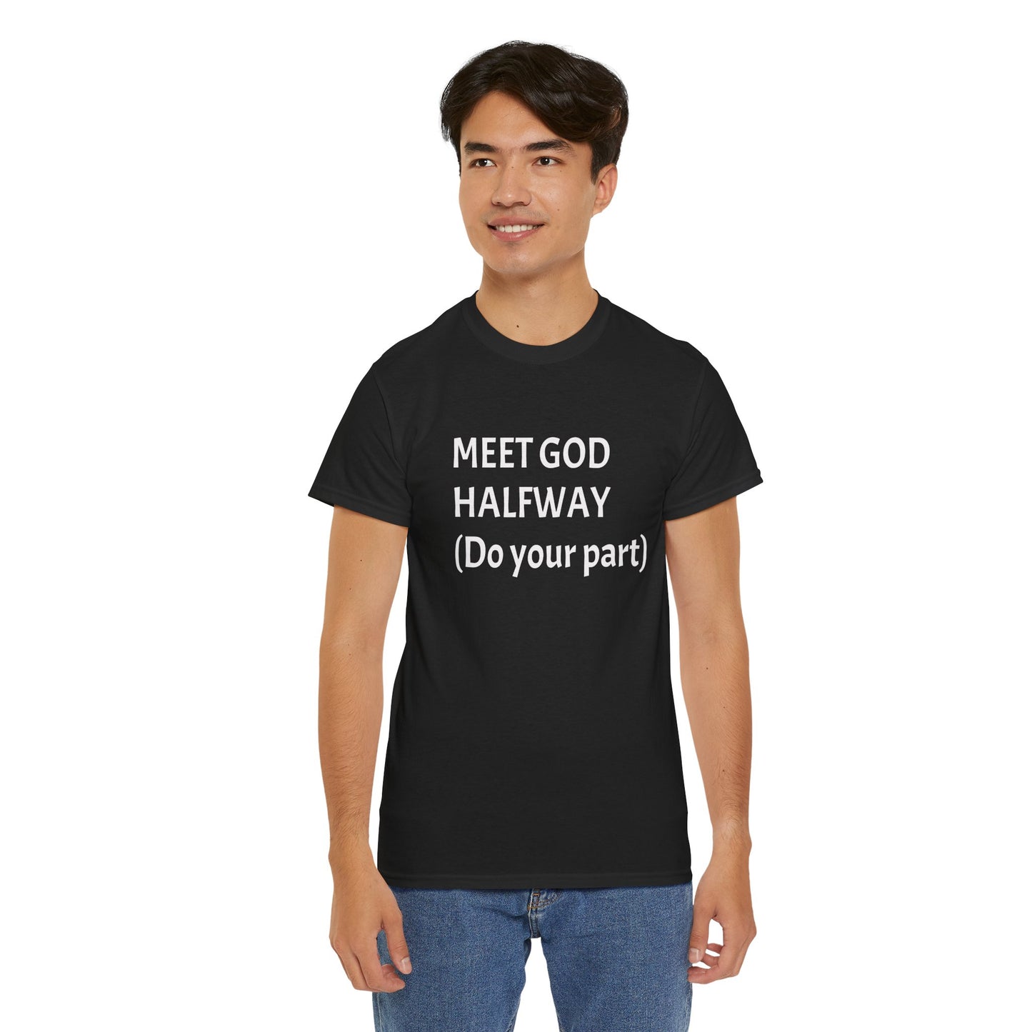 ‘Meet GOD Halfway’ Unisex Heavy Cotton Tee