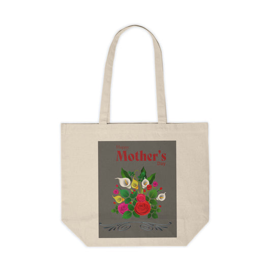 Happy Mother's Day Floral Canvas Shopping Tote - Eco-Friendly Gift for Moms