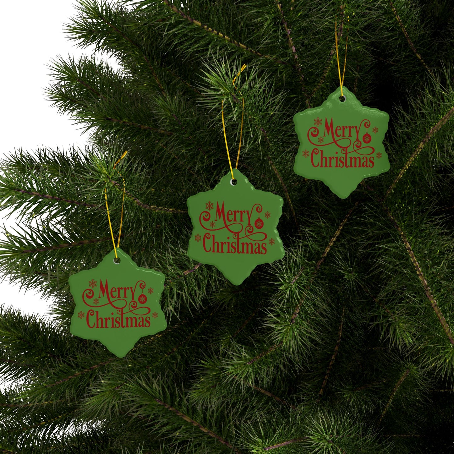 ‘MERRY CHRISTMAS’ Ceramic Ornaments, 2-Side Print, (1pc, 3pcs, 5pcs, 10pcs)