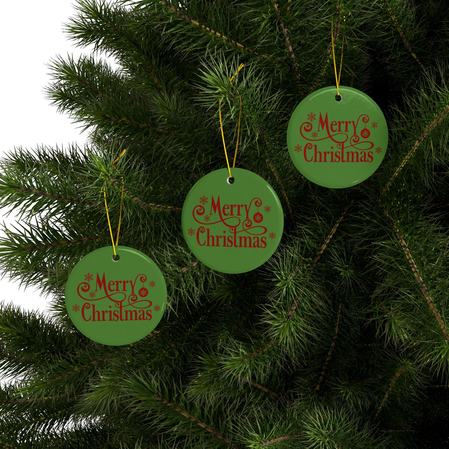 ‘MERRY CHRISTMAS’ Ceramic Ornaments, 2-Side Print, (1pc, 3pcs, 5pcs, 10pcs)